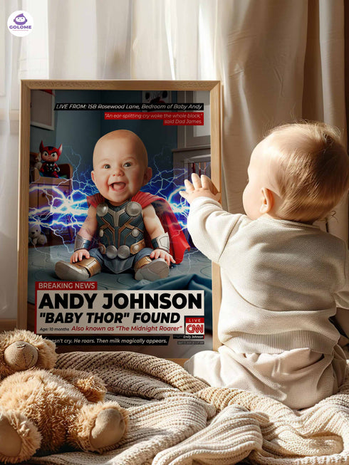 Custom Baby News Superhero Poster – Personalized Wall Art